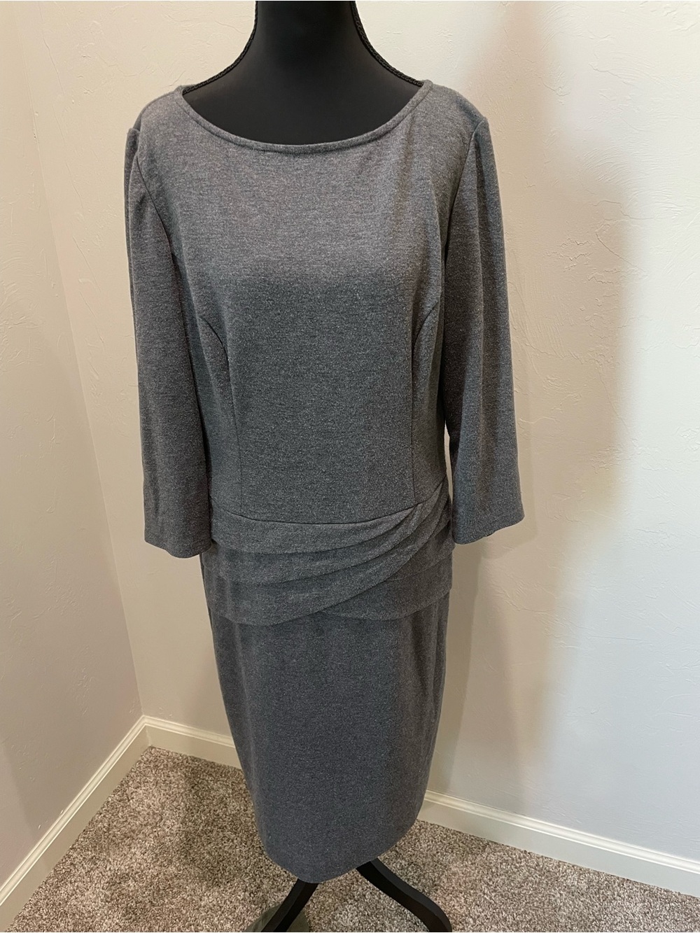 Ralph Lauren Chaps Gray Long-Sleeve Dress